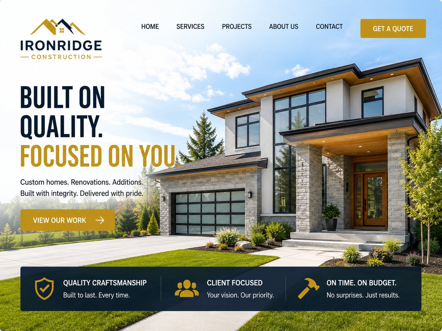 IronRidge Construction website